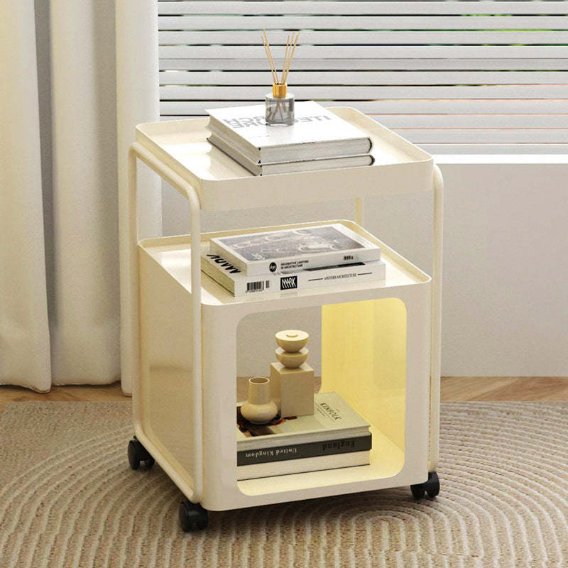Minimalist Cream Iron 3-Tier Side Table
