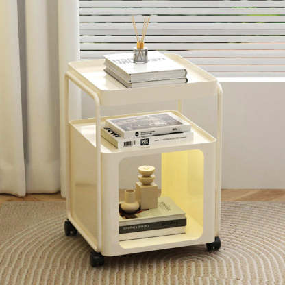 Minimalist Cream Iron 3-Tier Side Table