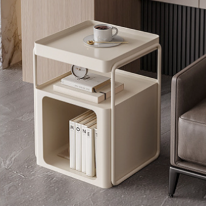 Minimalist Cream Iron 3-Tier Side Table