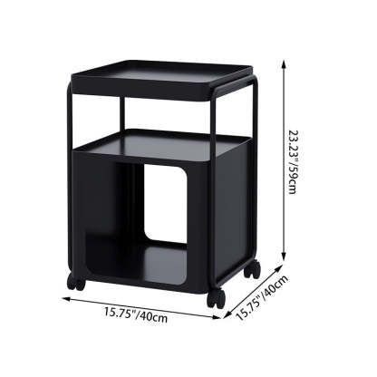 Minimalist Cream Iron 3-Tier Side Table — With Wheels + Inductive Light Strip / White