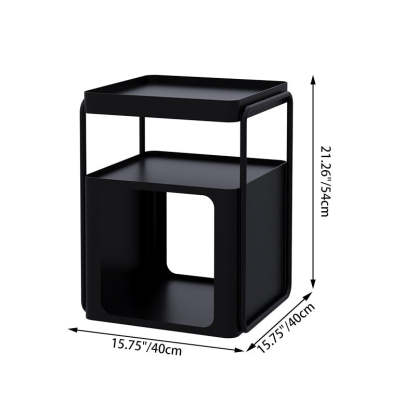 Minimalist Cream Iron 3-Tier Side Table — With Wheels / Black