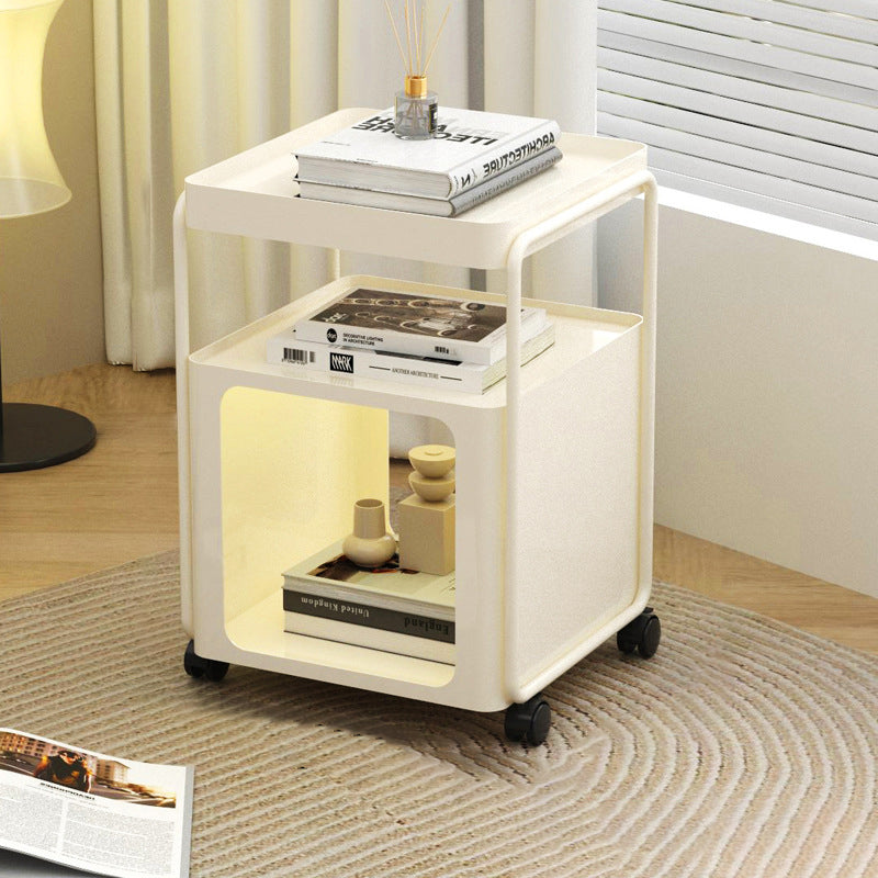 Minimalist Cream Iron 3-Tier Side Table