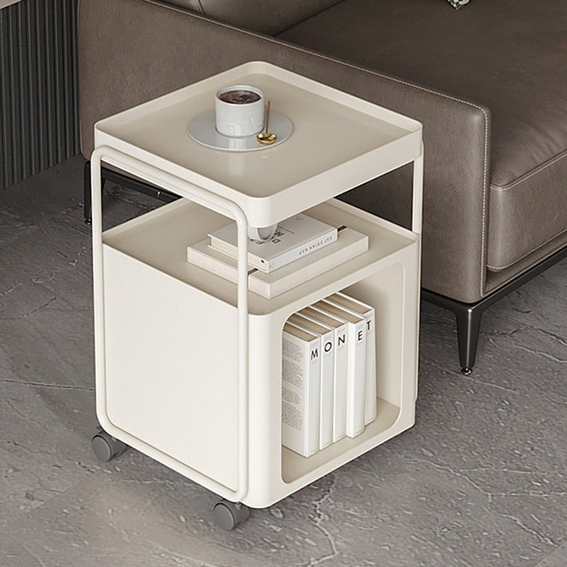 Minimalist Cream Iron 3-Tier Side Table