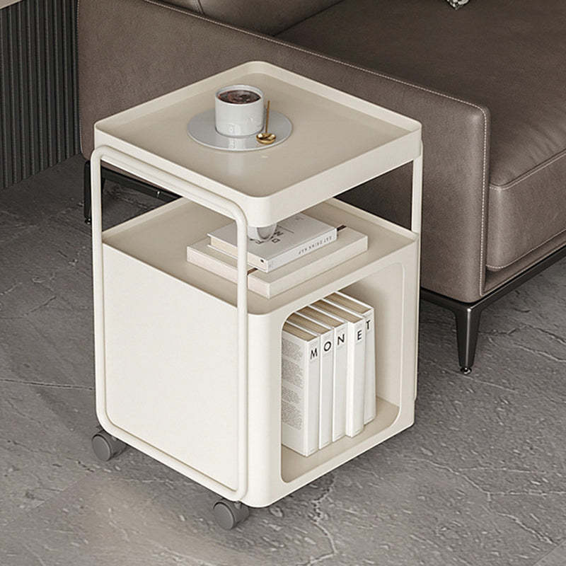 Minimalist Cream Iron 3-Tier Side Table