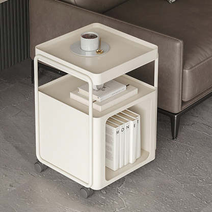 Minimalist Cream Iron 3-Tier Side Table