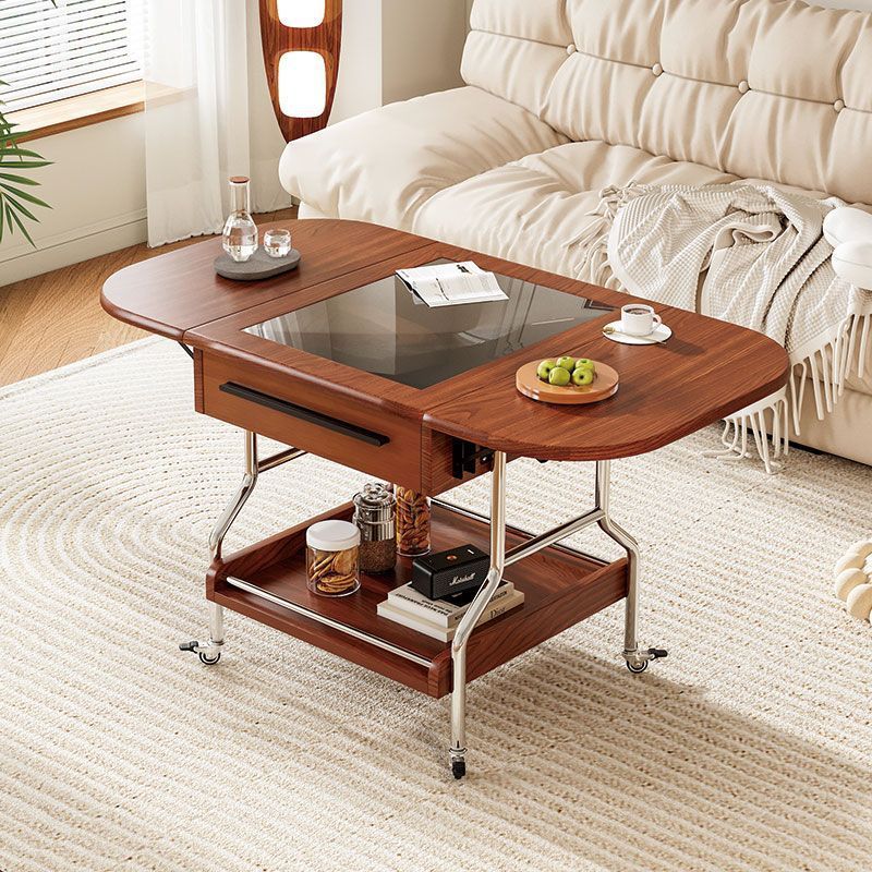 Vintage Oval Wood 1-Drawer Coffee Table