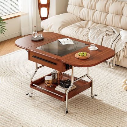 Vintage Oval Wood 1-Drawer Coffee Table