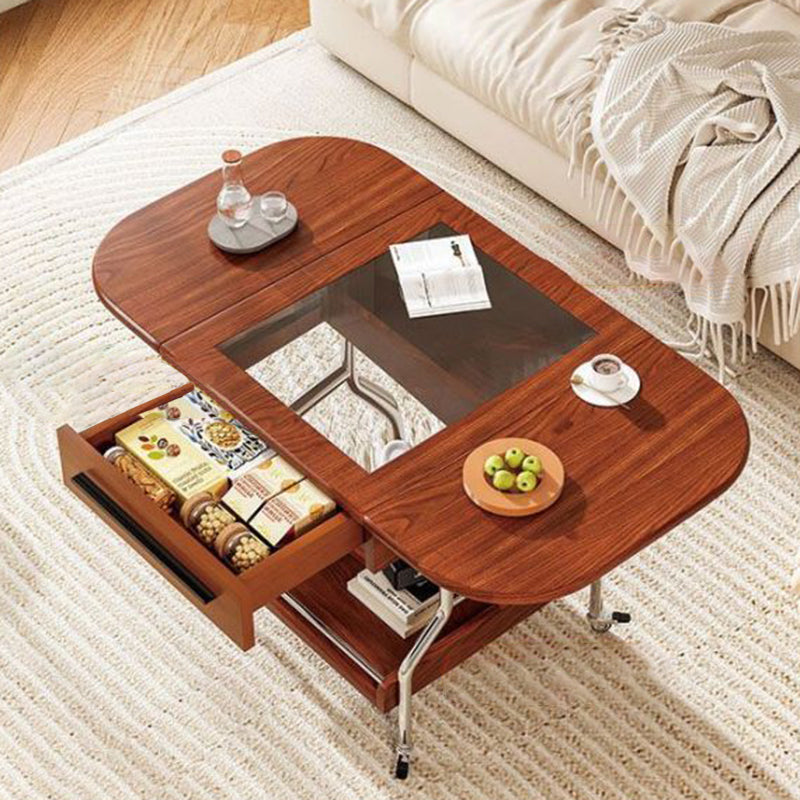 Vintage Oval Wood 1-Drawer Coffee Table