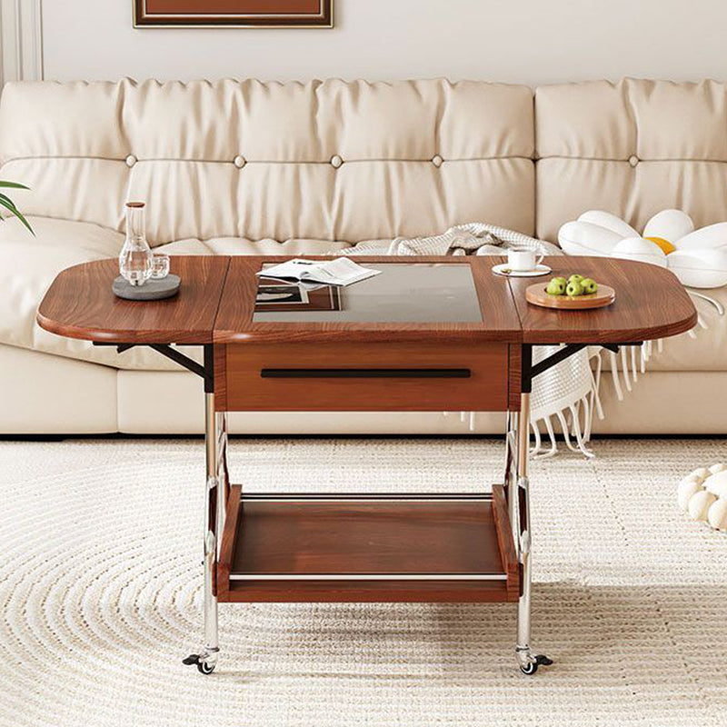 Vintage Oval Wood 1-Drawer Coffee Table