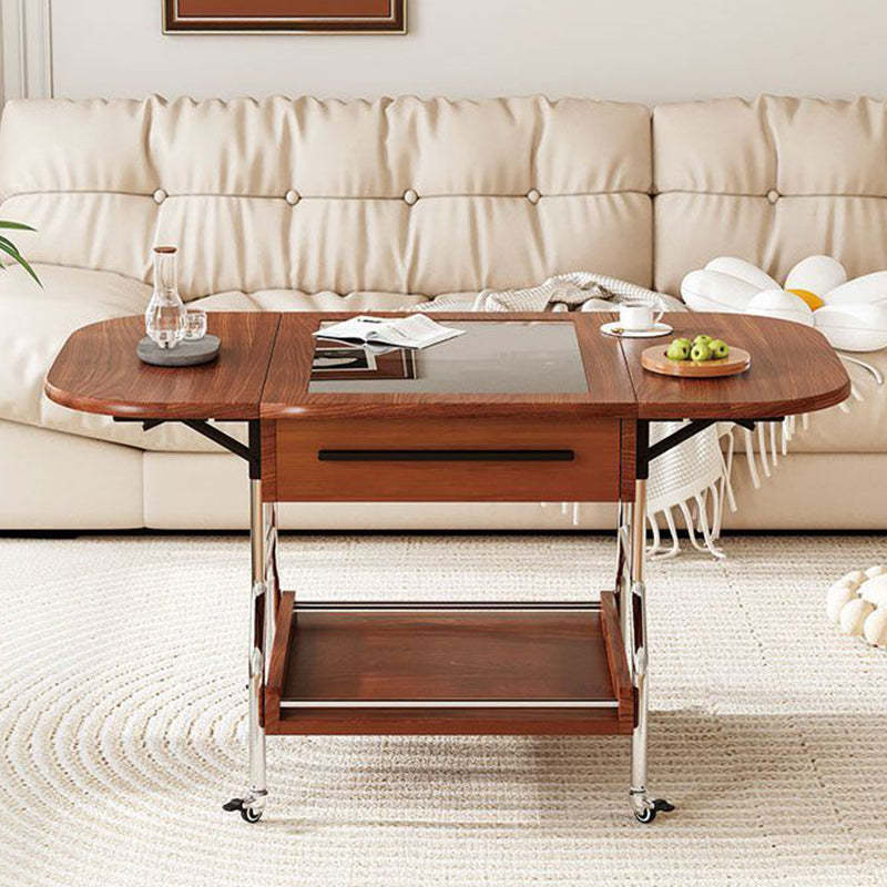 Vintage Oval Wood 1-Drawer Coffee Table