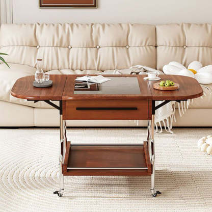 Vintage Oval Wood 1-Drawer Coffee Table