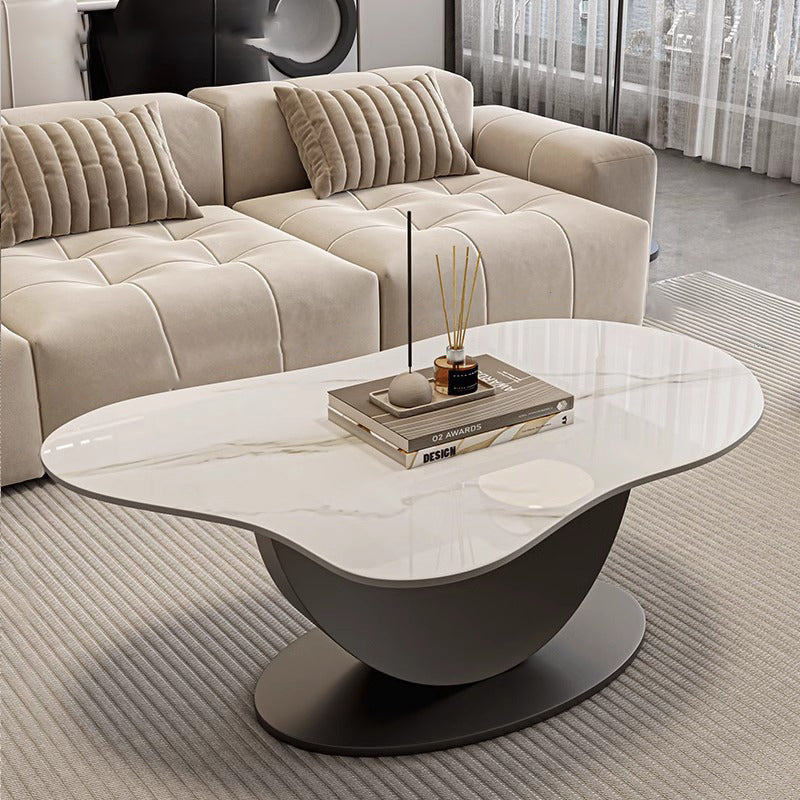 Scandinavian Cloud Iron Rock Slab Coffee Table — Black