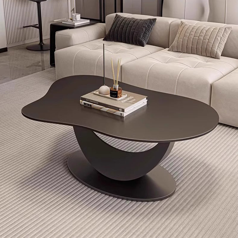 Scandinavian Cloud Iron Rock Slab Coffee Table — White + Black
