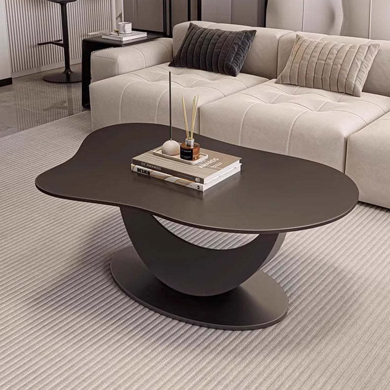 Scandinavian Cloud Iron Rock Slab Coffee Table — White + Black
