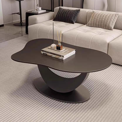 Scandinavian Cloud Iron Rock Slab Coffee Table — White + Black