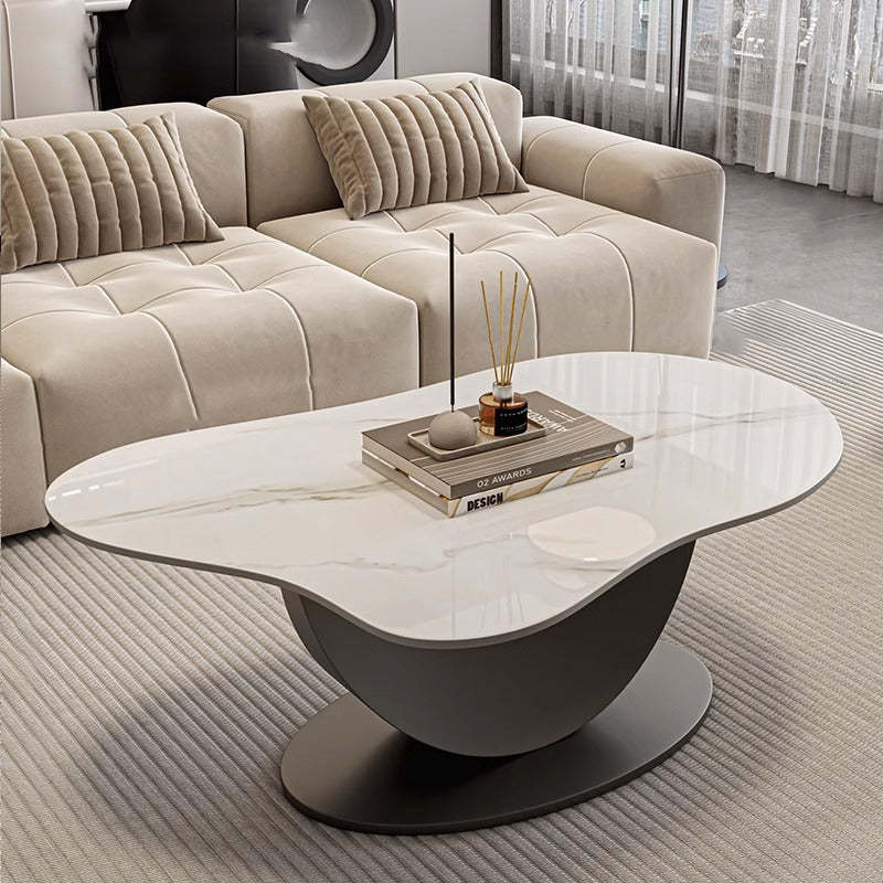 Scandinavian Cloud Iron Rock Slab Coffee Table — Black
