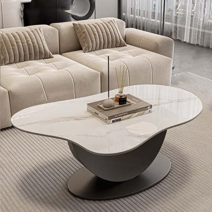 Scandinavian Cloud Iron Rock Slab Coffee Table — Black