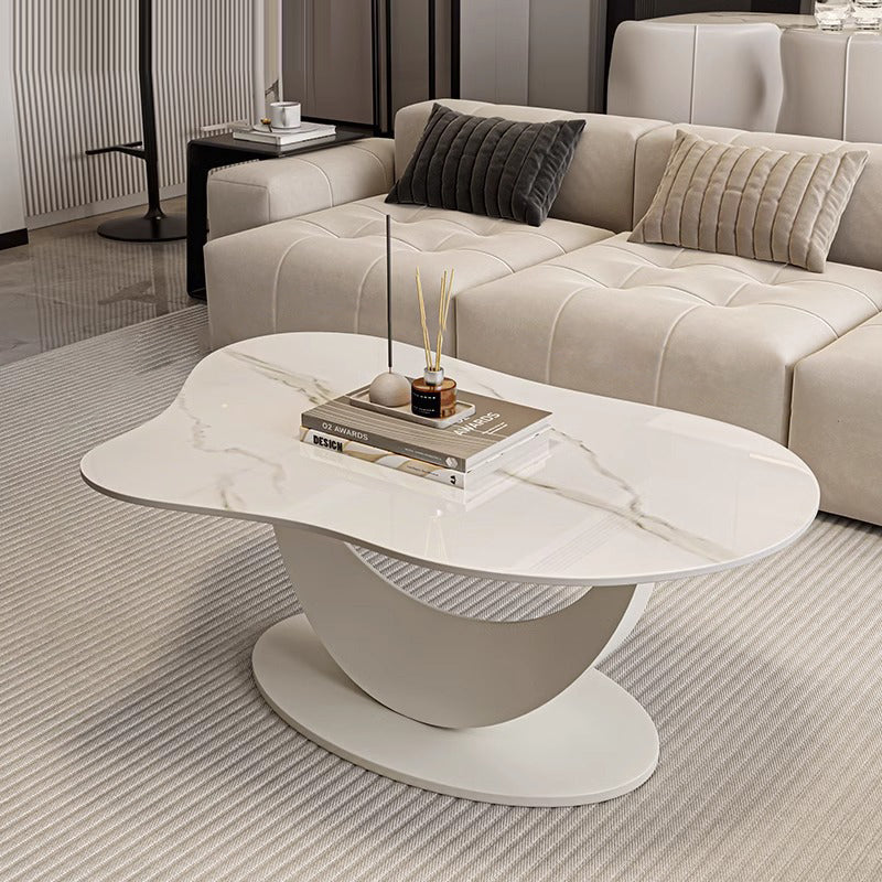 Scandinavian Cloud Iron Rock Slab Coffee Table — White