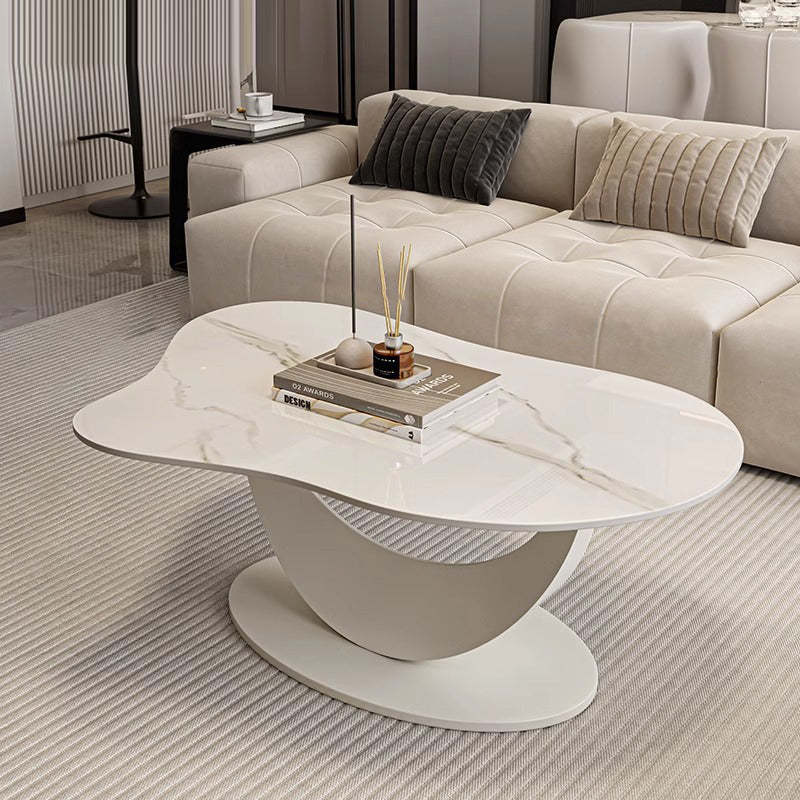 Scandinavian Cloud Iron Rock Slab Coffee Table — White