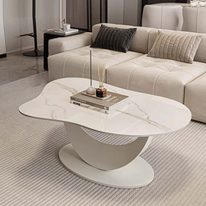 Scandinavian Cloud Iron Rock Slab Coffee Table — White