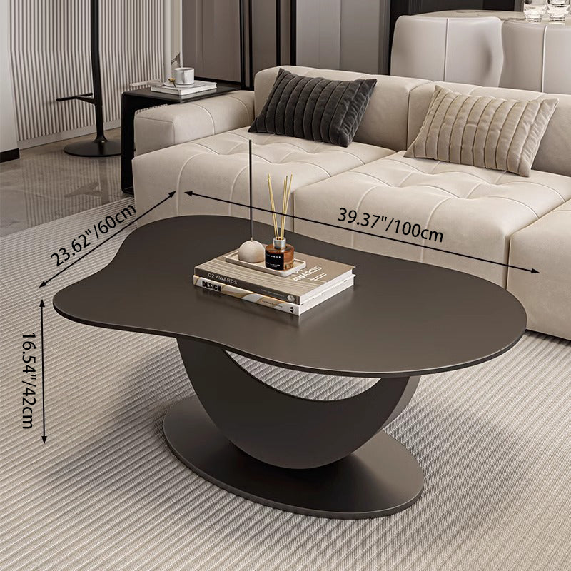 Scandinavian Cloud Iron Rock Slab Coffee Table — Black