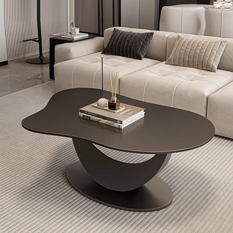 Scandinavian Cloud Iron Rock Slab Coffee Table — White + Black