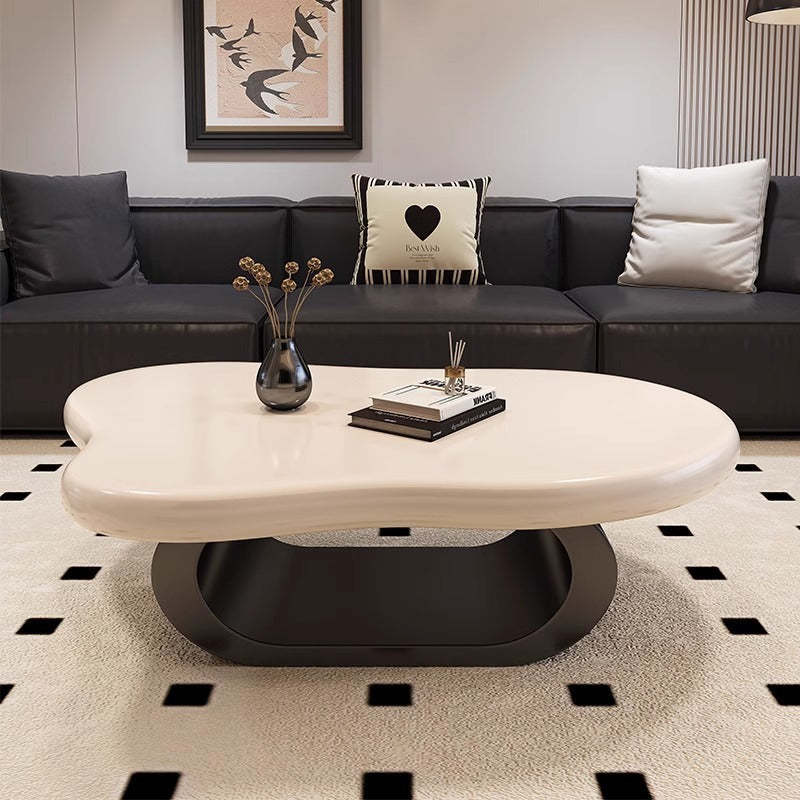 Nordic Cloud Alien Rock Slab Coffee Table — Black Board + Black Frame