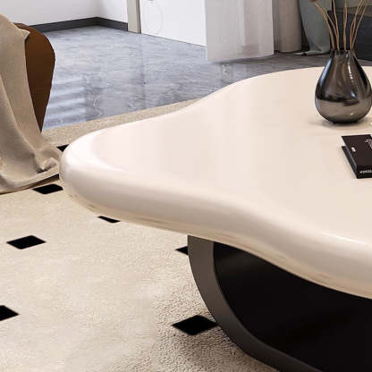 Nordic Cloud Alien Rock Slab Coffee Table — Black Board + White Frame