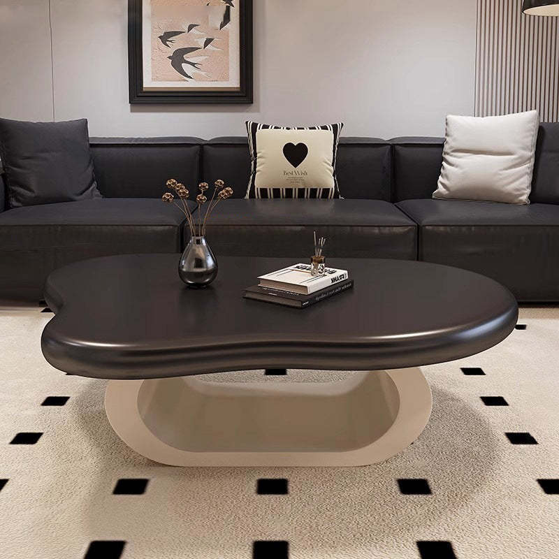 Nordic Cloud Alien Rock Slab Coffee Table — White Board + Black Frame
