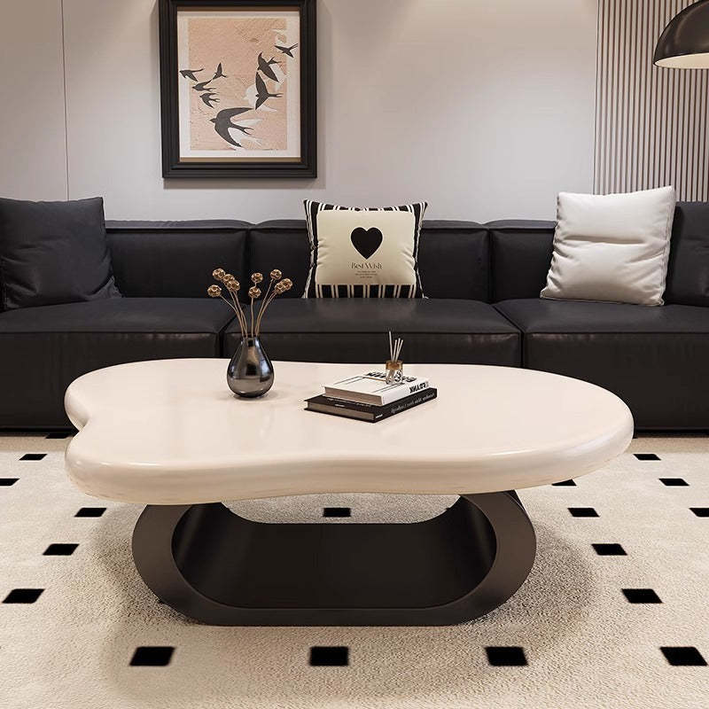 Natural nordic cloud slab coffee tables — 39.5" L x 27" W x 17.5" H / White / Black
