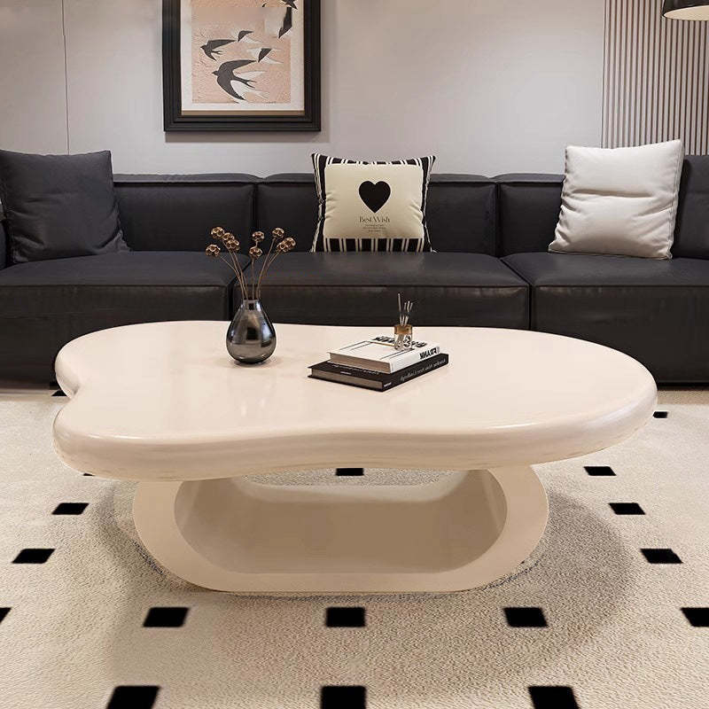 Nordic Cloud Alien Rock Slab Coffee Table — White Board + White Frame