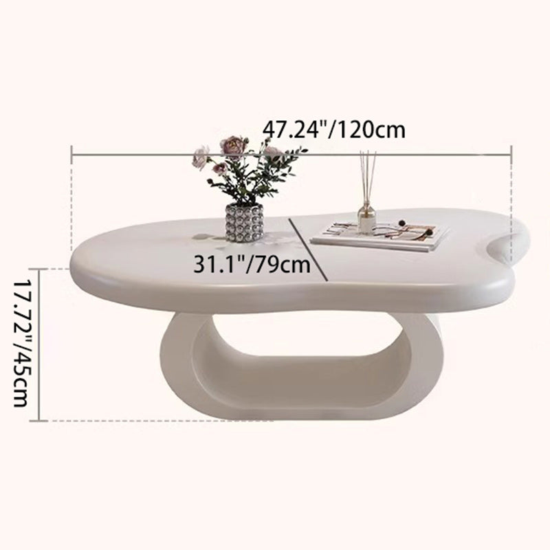 Nordic Cloud Alien Rock Slab Coffee Table — White Board + Black Frame