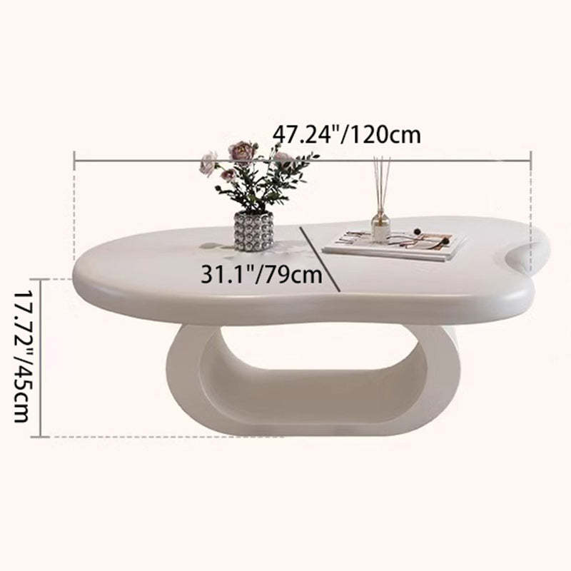 Nordic Cloud Alien Rock Slab Coffee Table — White Board + Black Frame