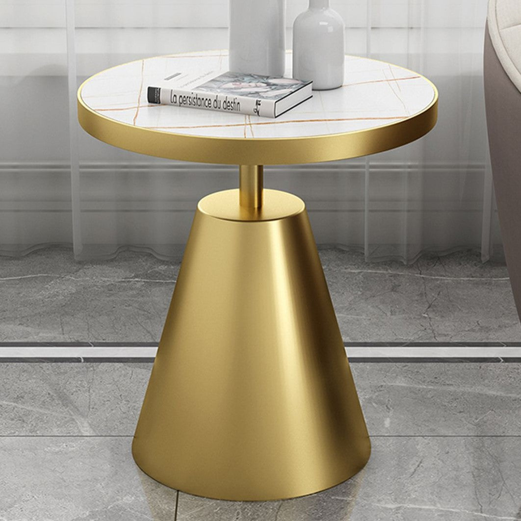 Scandinavian Cone Rock Slab Titanium Side Table