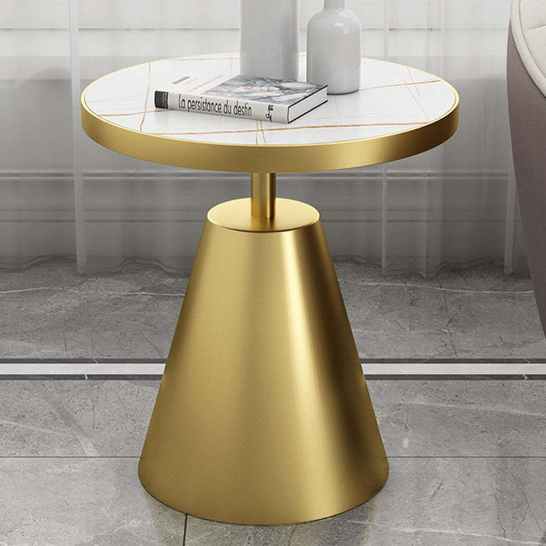 Scandinavian Cone Rock Slab Titanium Side Table