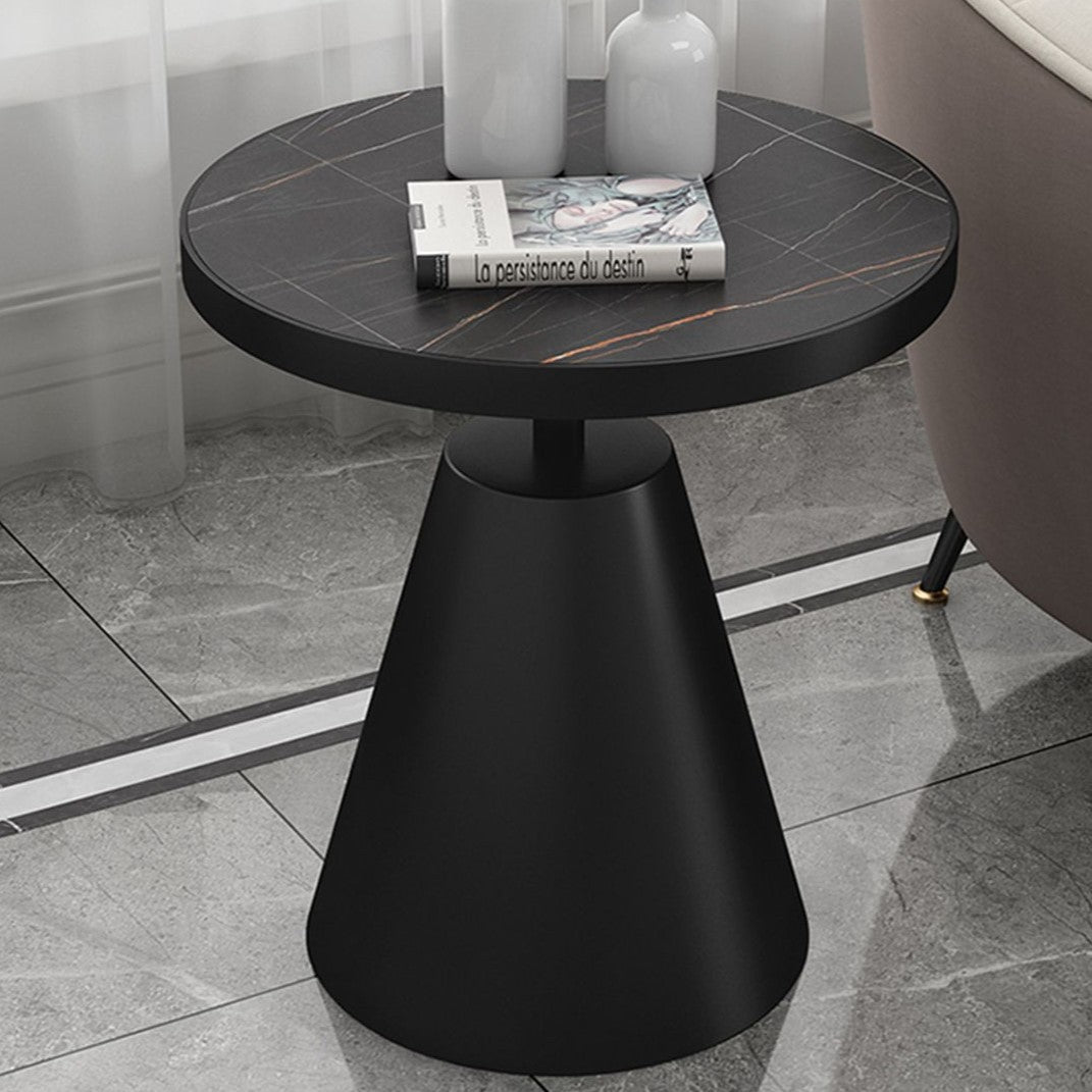 Scandinavian Cone Rock Slab Titanium Side Table