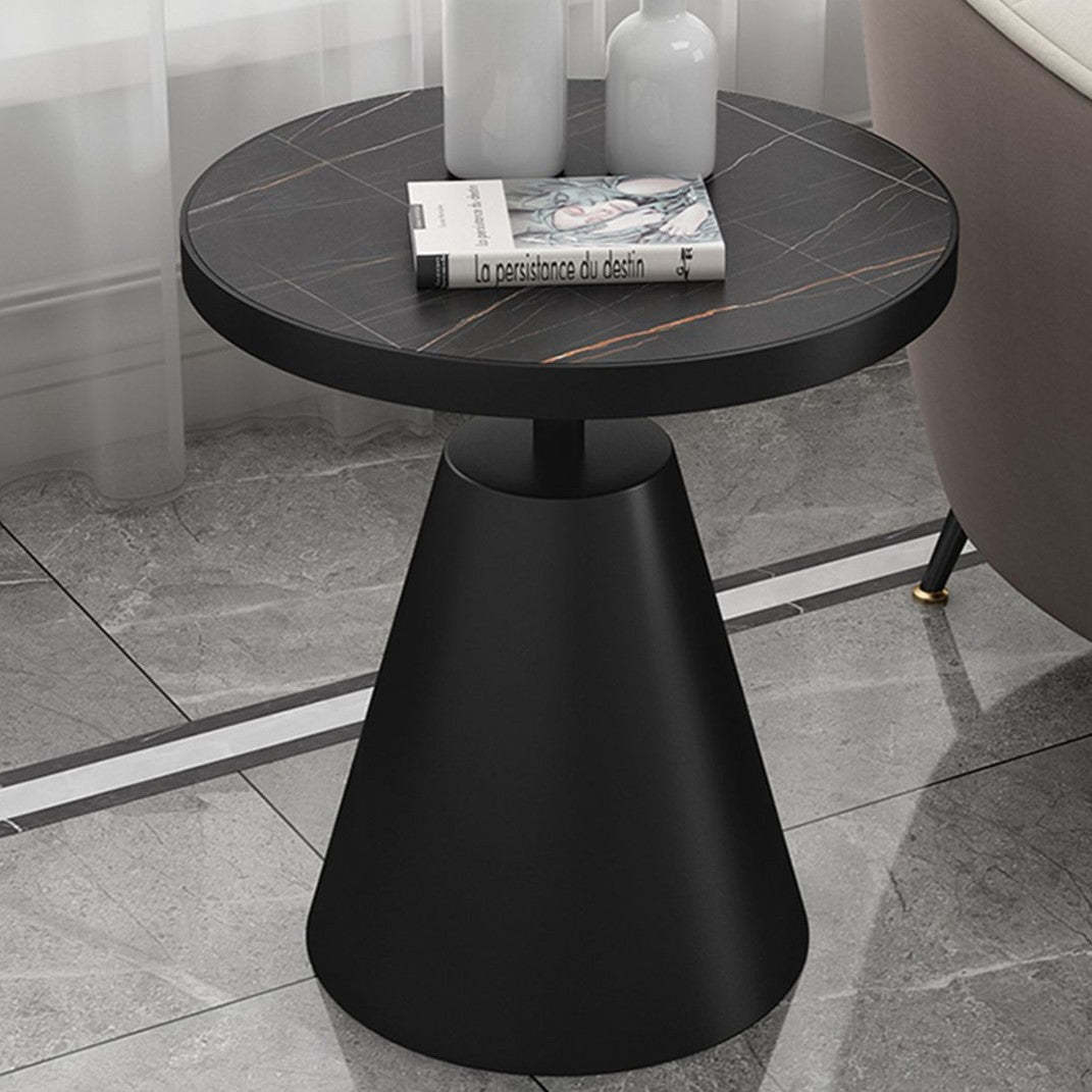 Scandinavian Cone Rock Slab Titanium Side Table
