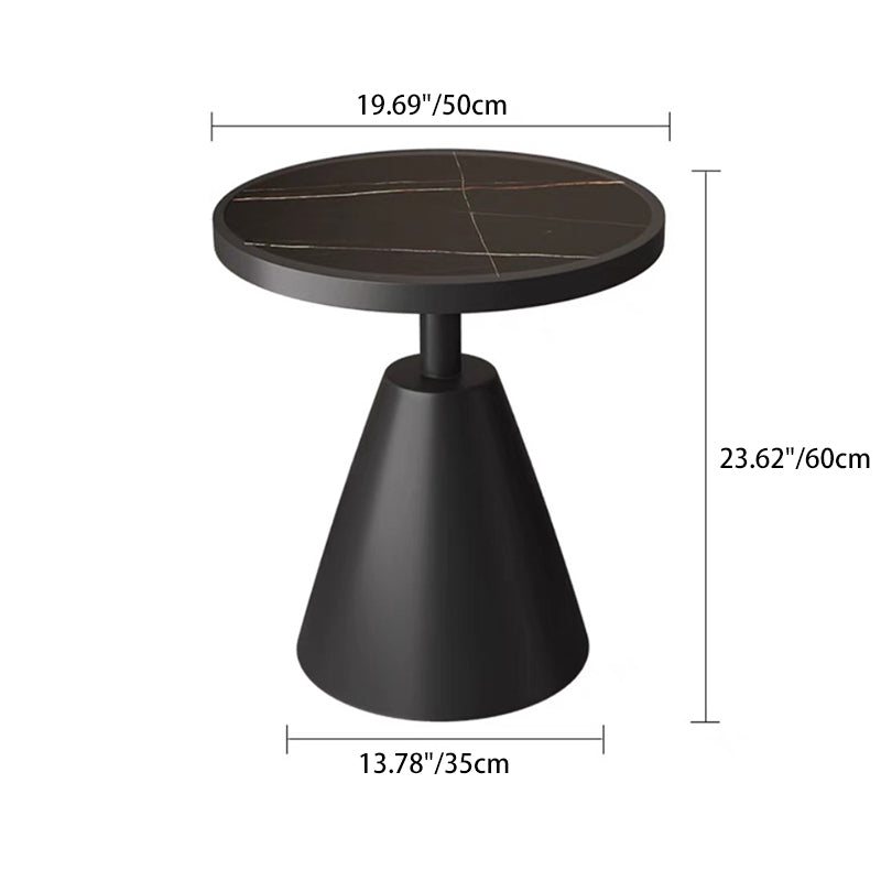 Scandinavian Cone Rock Slab Titanium Side Table — Lauren Black And Gold Board + Black Base
