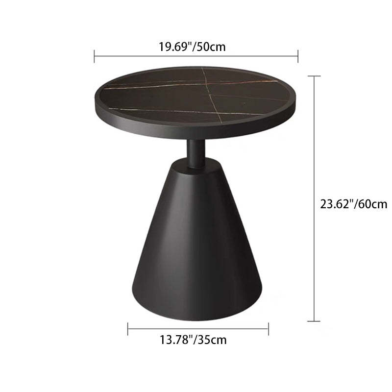 Scandinavian Cone Rock Slab Titanium Side Table — Lauren Black And Gold Board + Black Base