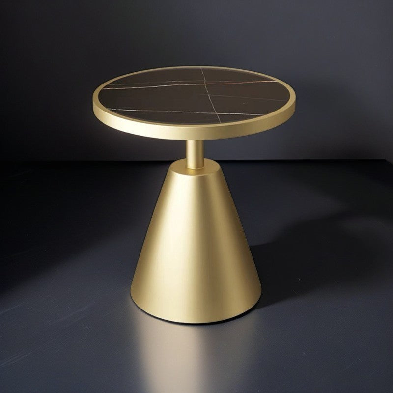Scandinavian Cone Rock Slab Titanium Side Table