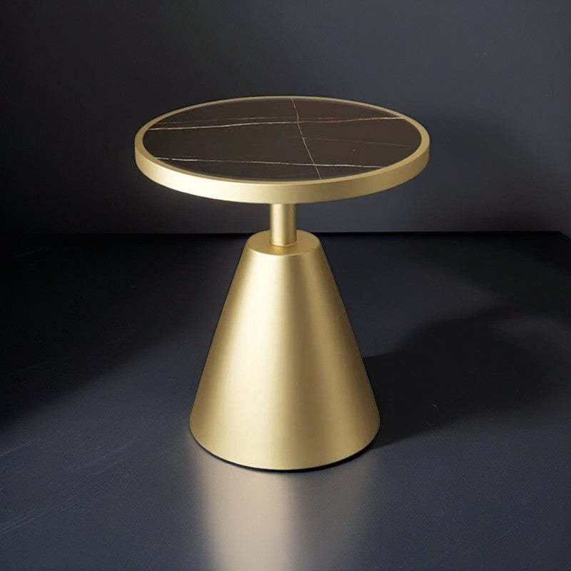 Scandinavian Cone Rock Slab Titanium Side Table