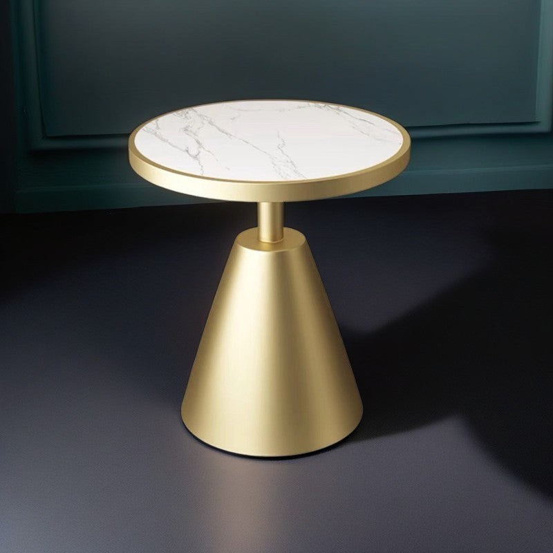 Scandinavian Cone Rock Slab Titanium Side Table