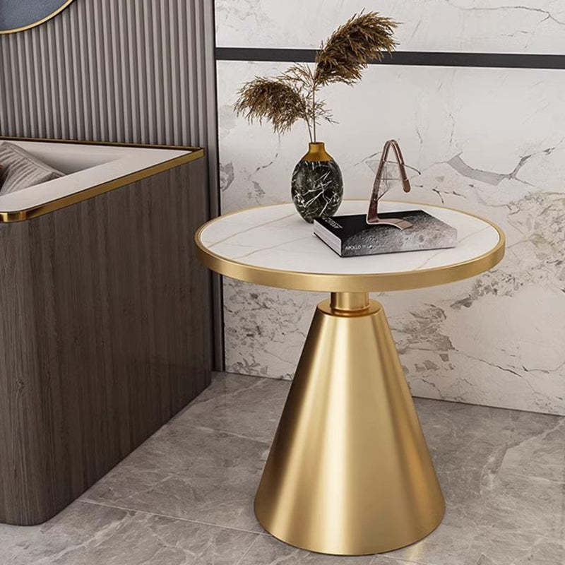 Scandinavian Cone Rock Slab Titanium Side Table — Lauren Black And Gold Board + Gold Base