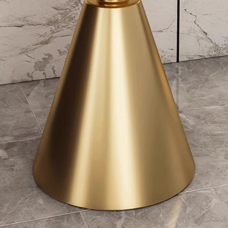 Scandinavian Cone Rock Slab Titanium Side Table — Marble White Board + Gold Base