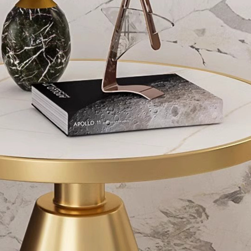 Scandinavian Cone Rock Slab Titanium Side Table — Gray Board + Black Base