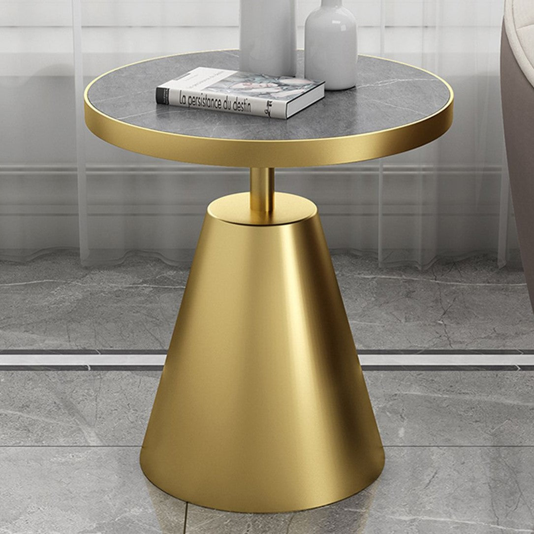Scandinavian Cone Rock Slab Titanium Side Table