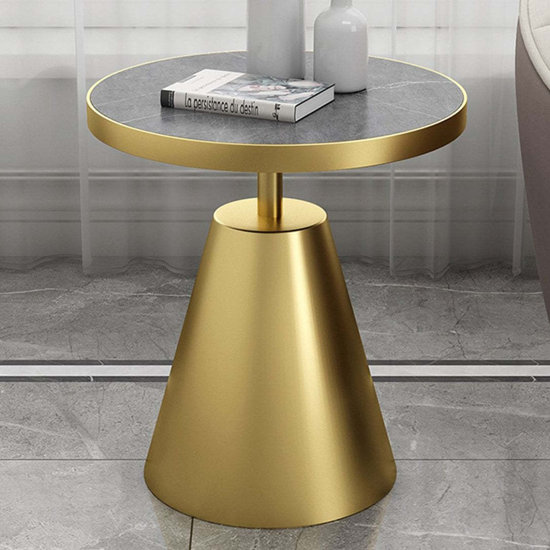 Scandinavian Cone Rock Slab Titanium Side Table