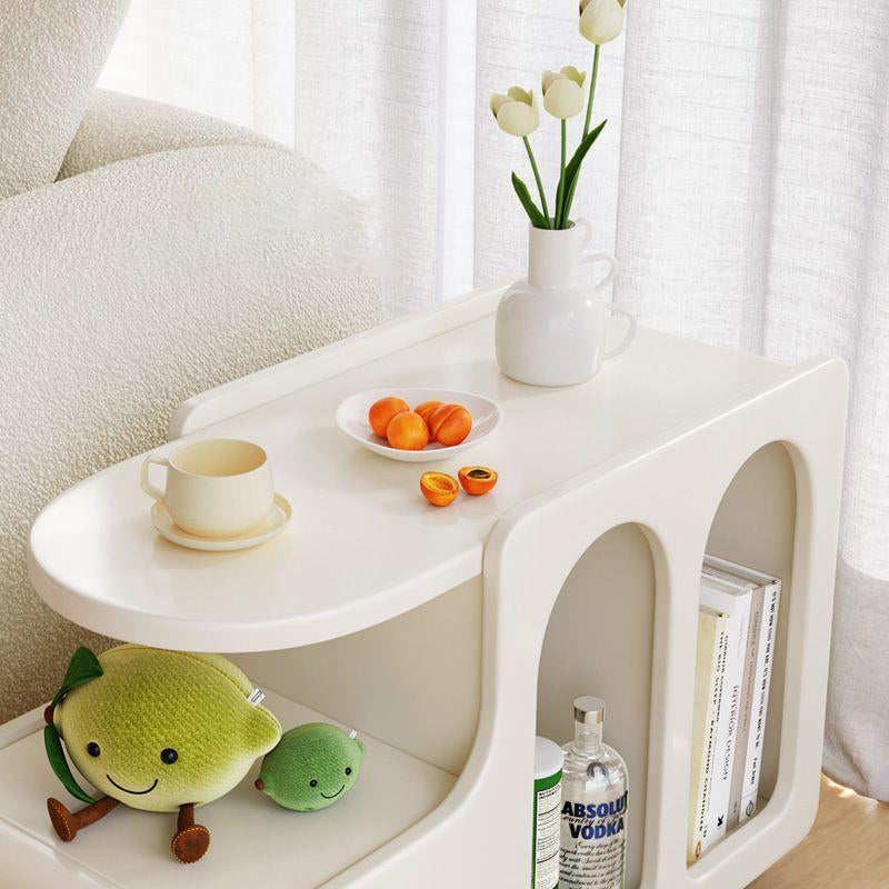 Nordic Cream Rock Slab 1-Drawer Rectangular Side Table