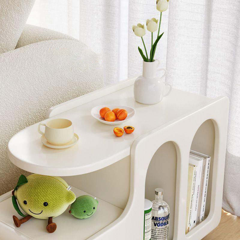 Nordic Cream Rock Slab 1-Drawer Rectangular Side Table
