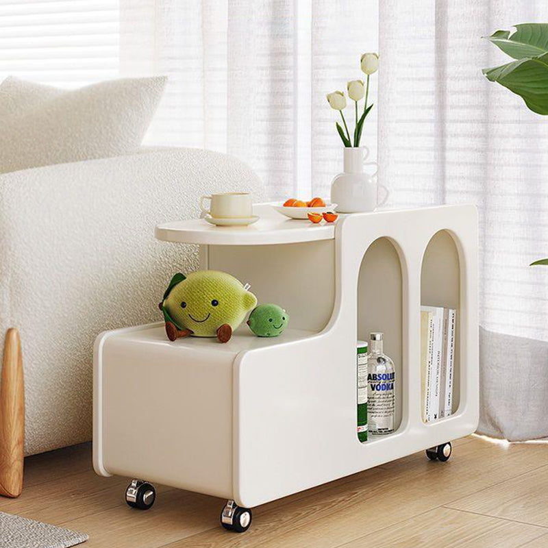 Nordic Cream Rock Slab 1-Drawer Rectangular Side Table
